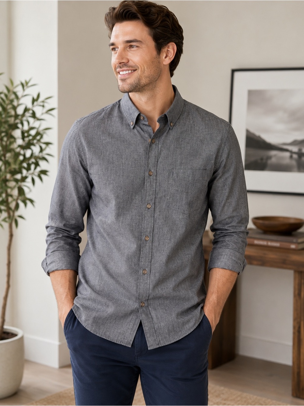 🤍 Banana Republic Wrinkle Resistant Untucked Fit Dress Shirt
